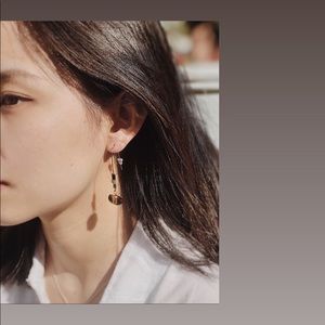 Nature Citrine smoky quartz Crystal Drop Earrings